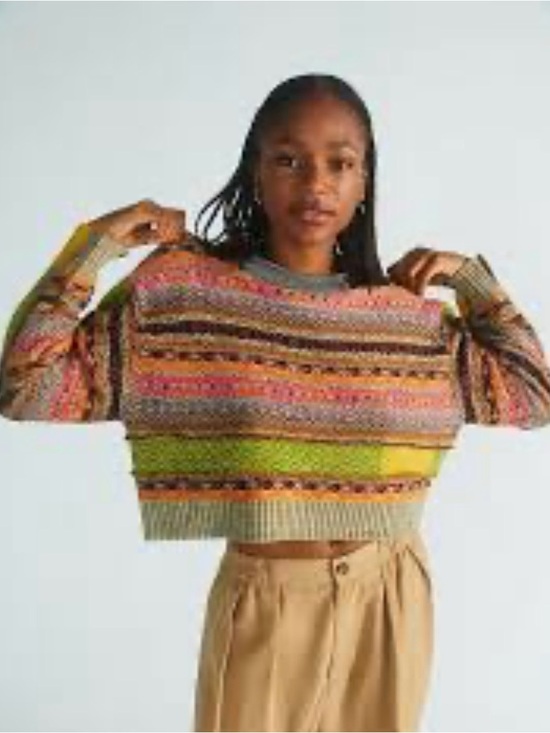 Urban Outfitters Sweaters - Urban Outfitters Penny Patchwork Cropped Sweater - xs